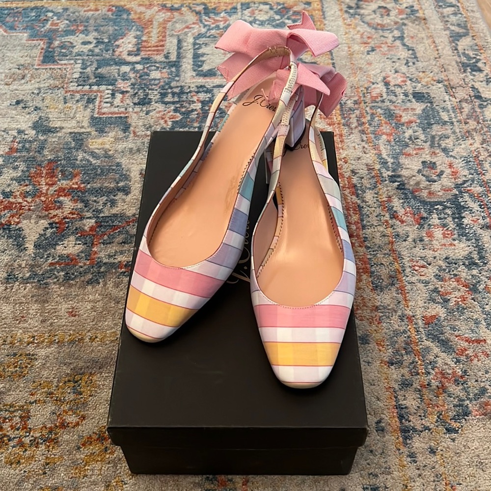 J. Crew Rainbow Gingham Sling Back Pump